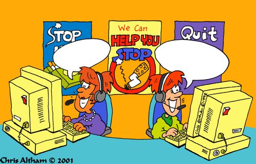Employees at Stop smoking help line centre