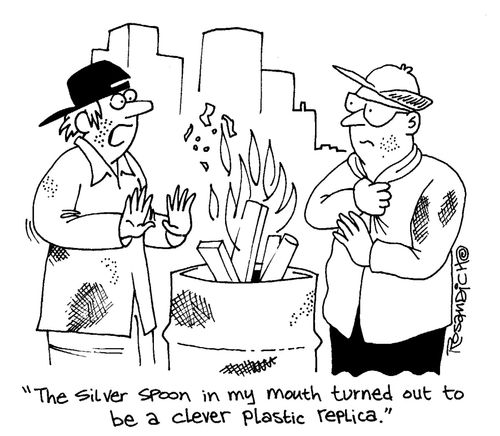 'The silver spoon in my mouth turned out to be a clever plastic replica.'