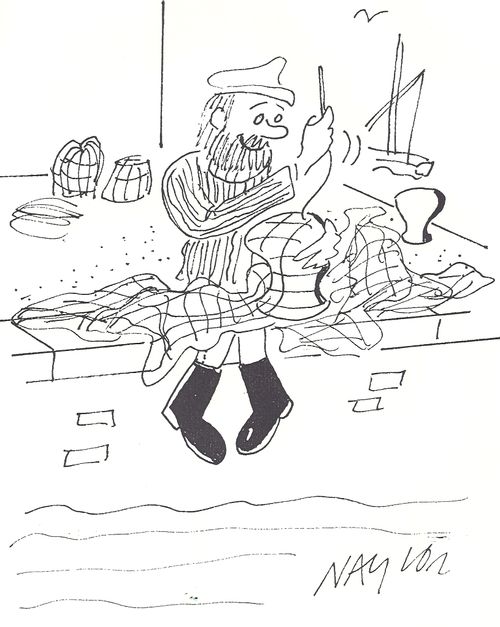 Fisherman mending his net.