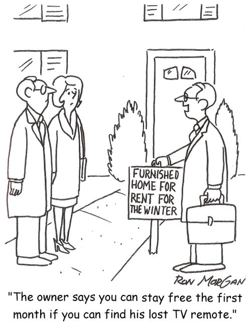 'The owner says you can stay free the first month if you can find his lost TV remote.'