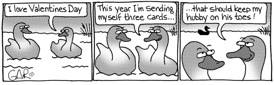I'm sending myself three Valentine's cards...that should keep my hubby on his toes!