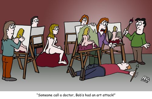 'Someone call a doctor, Bob's had an art attack!'