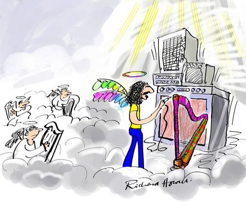 Dead rock star plays loud music in heaven