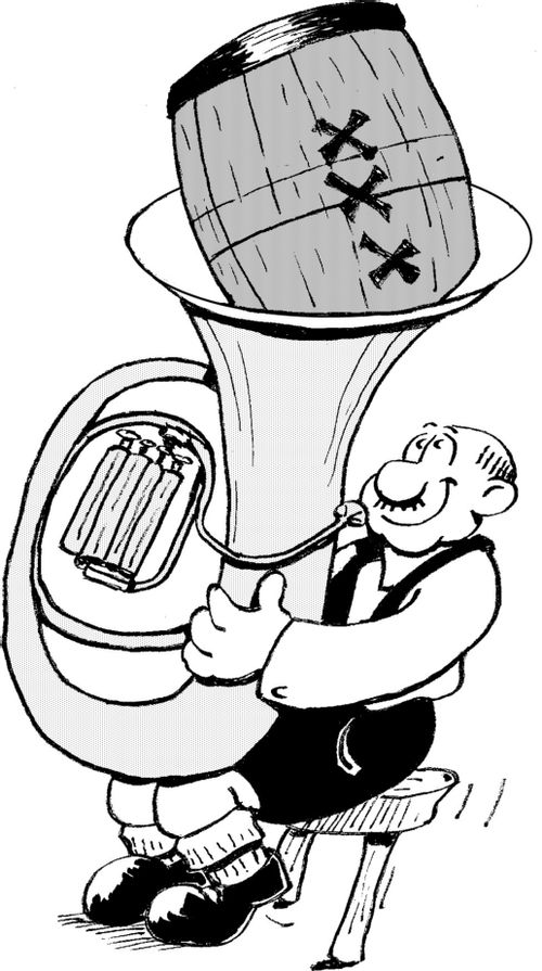 Tuba Player Stores a Barrel of Beer