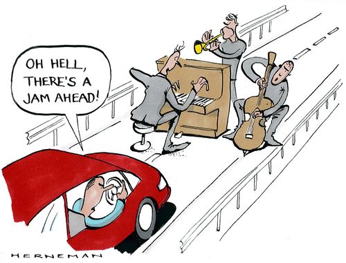 'Oh hell, there's a jam ahead!'