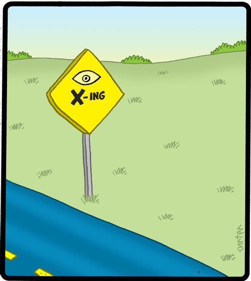 Eye crossing.