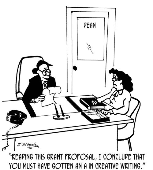 'Reading this grant proposal, I conclude that you must have gotten an A in creative writing.'