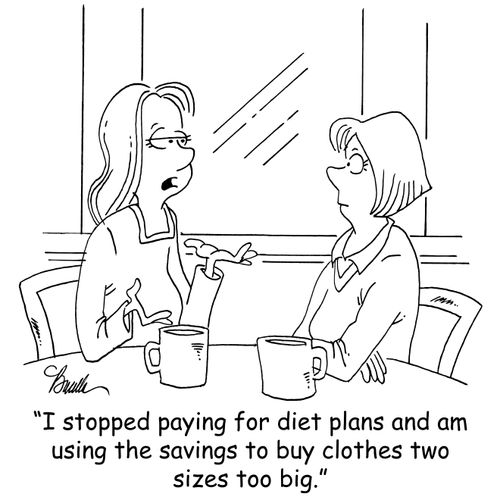 'I stopped paying for diet plans and am using the savings to buy clothes two sizes too big.'