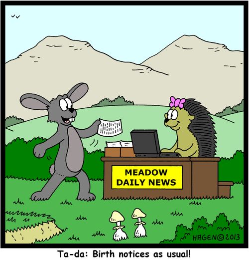 'Ta-da: Birth notices as usual!'