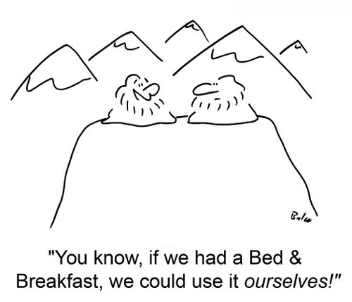 'You know, if we had a bed and breakfast, we could use it ourselves!'