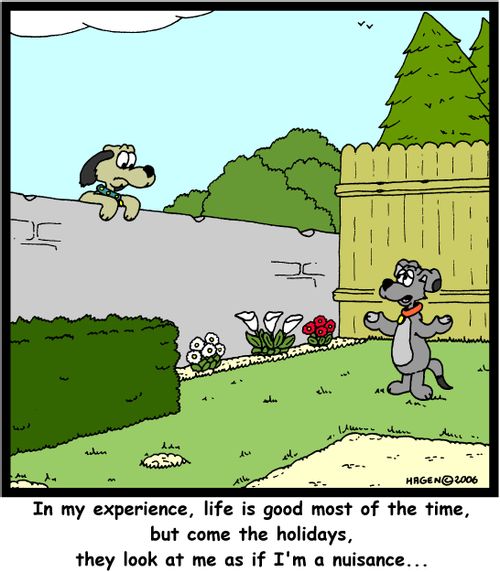 'In my experience, life is good most of the time, but come the holidays, they look at me as if I'm a nuisance...'