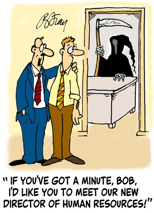 'If you've got a minute, Bob, I'd like you to meet our new director of human resources!'