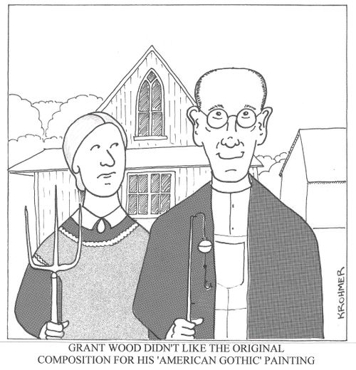 Grant Wood didn't like the original composition for his 'American Gothic' painting.