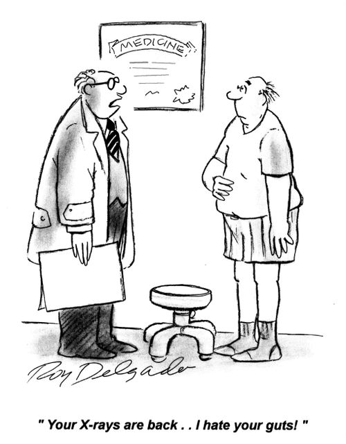 'Your X-rays are back... I hate your guts!'