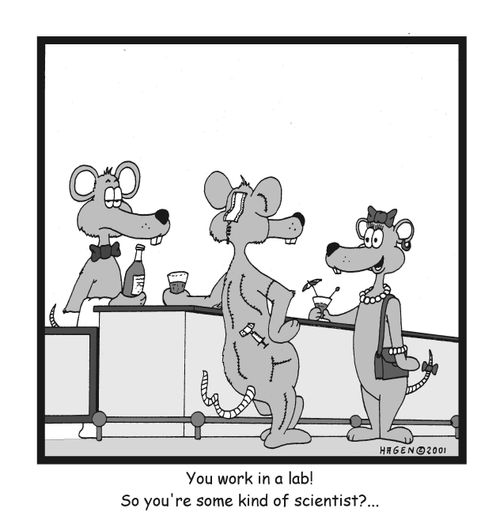 "You work in a lab! So you're some kind of scientist?"