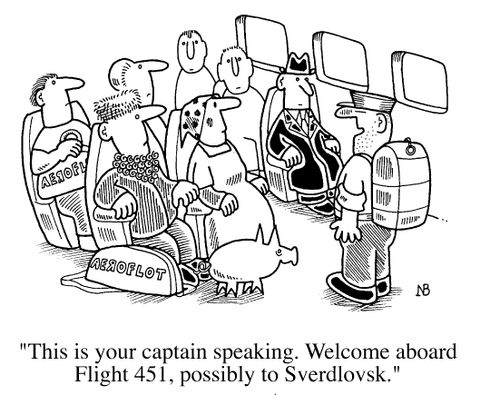 Aeroflot, "Welcome aboard flight 451, possibly to Sverdlousk."