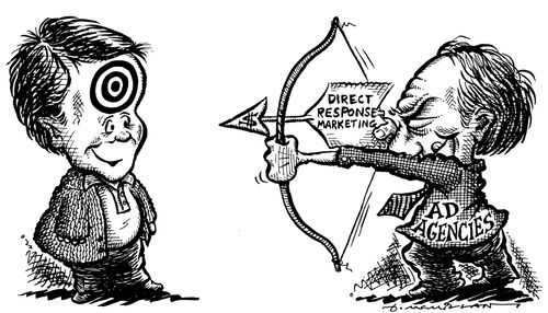 Innocent Joe Public about to be shot with 'direct response marketing' arrow by ad agency