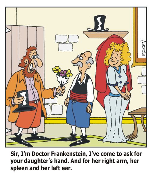 Doctor Frankenstein asks for more than a hand in marriage!
