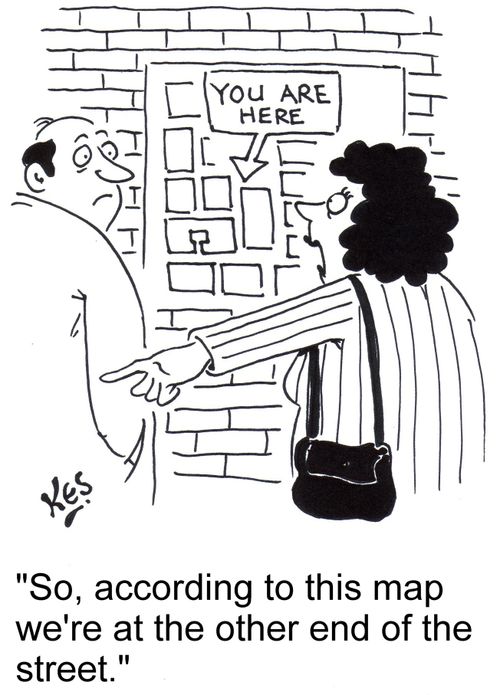 "So, according to this map we're at the other end of the street."