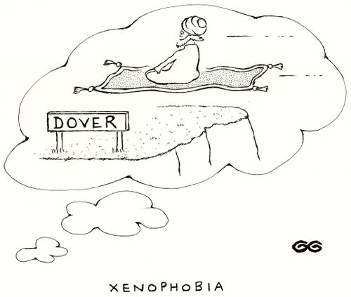 Xenophobia - ( Arabian entering UK on a flying carpet)