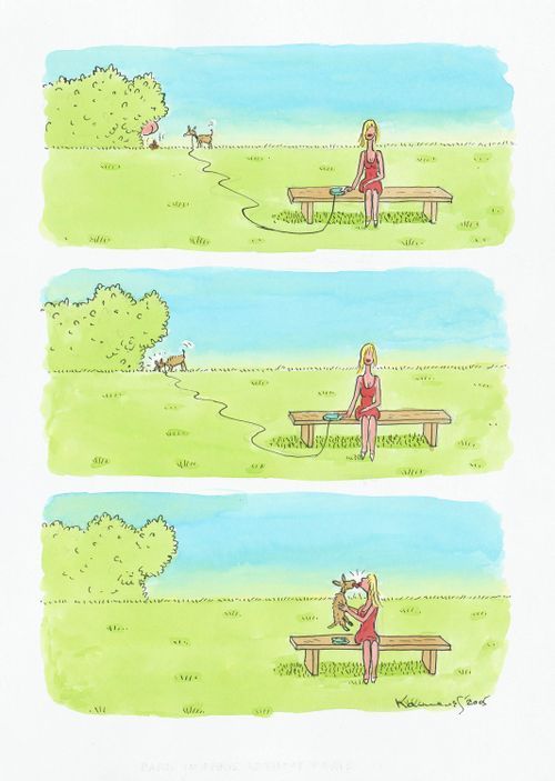 Dog in the park eats a poo, then comes and licks its owner,