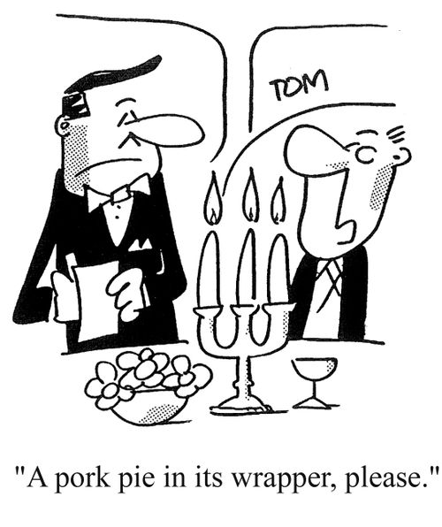'A pork pie in its wrapper, please.'