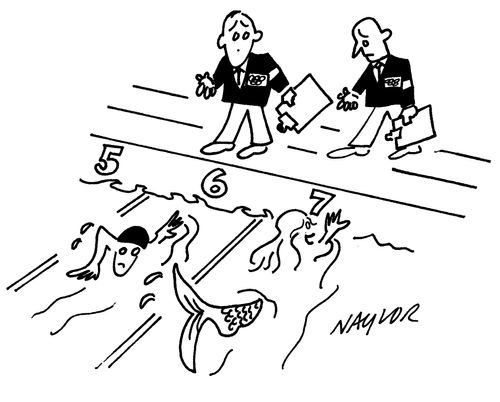 Mermaid in swimming race.