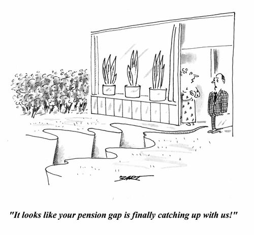 'It looks like your pension gap is finally catching up with us!'
