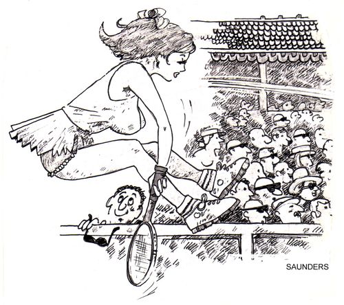Spectator distracted by a tennis players knickers.