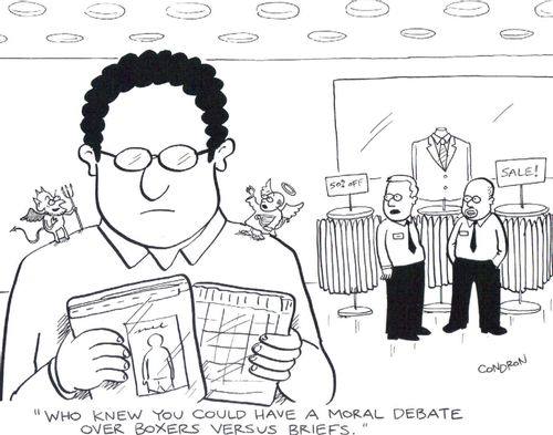 'Who knew you could have a moral debate over boxers versus briefs.'