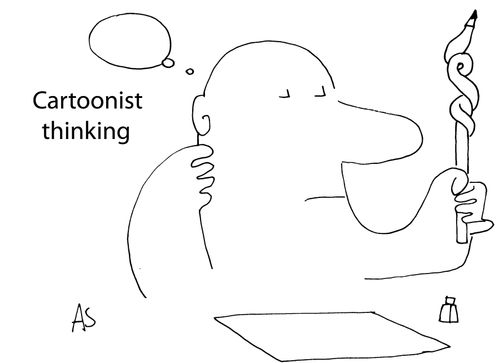 'Cartoonist thinking'