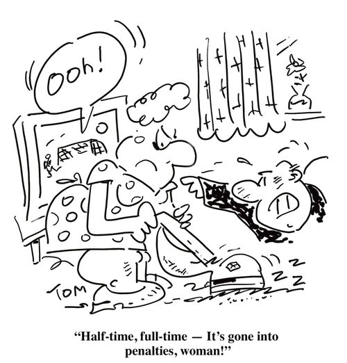 'Half-time, full-time - It's gone into penalties, woman!'