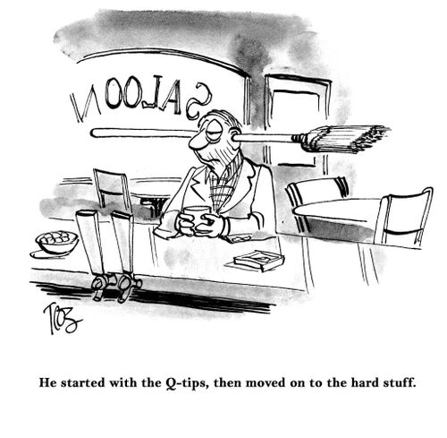 He started with the q-tips, then moved on to the hard stuff.
