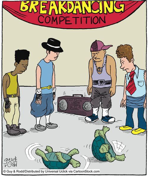 Tortoises breakdancing