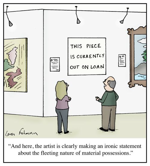 'And here, the artist is clearly making an ironic statement about the fleeting nature of material possessions.'