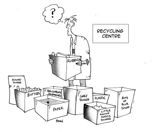 Confusion at the recycling centre.