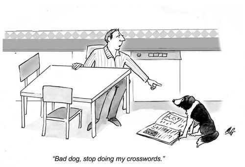 'Bad dog, stop doing my crosswords.'