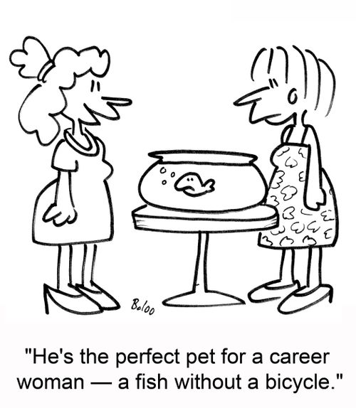 'He's the perfect pet for a career woman -- a fish without a bicycle.'