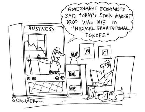 'Government economists said today's stock market was due to 'normal gravitational forces'.'