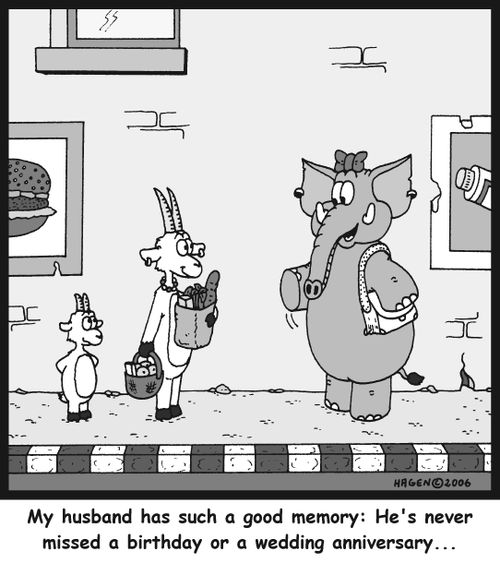'My husband has such a good memory: He's never missed a birthday or a wedding anniversary...'