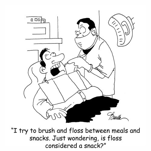 I try to brush and floss between meals and snacks. Just wondering, is floss considered a snack?