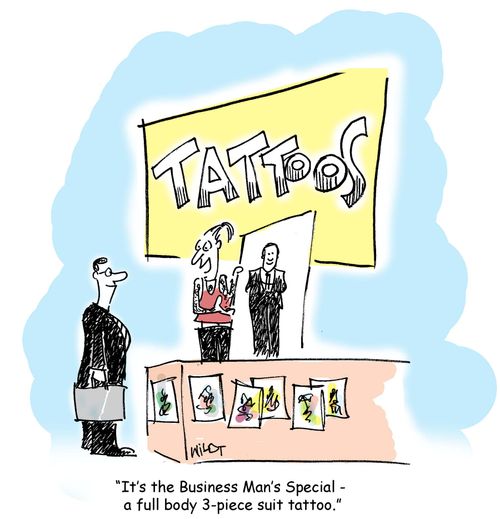 'It's the Business Man's Special - a full body 3-piece suit tattoo.'