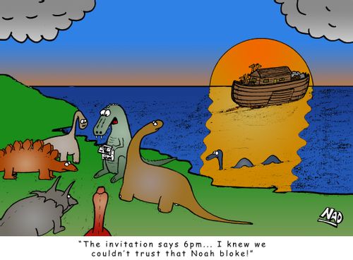 'The invitation says 6pm... I knew we couldn't trust that Noah bloke.'
