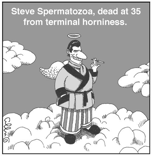 Steve Spermatozoa, dead at 35 from terminal horniness.