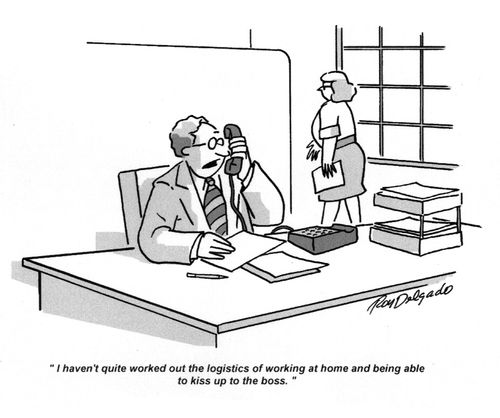 'I haven't quite worked out the logistics of working at home and being able to kiss up to the boss.'