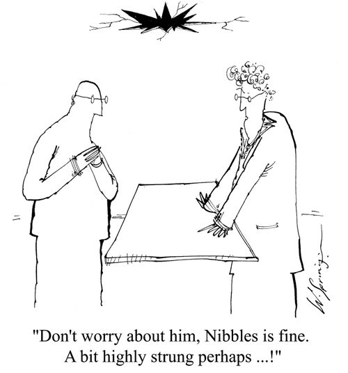 'Don't worry about him, Nibbles is fine. A bit highly strung perhaps...!'
