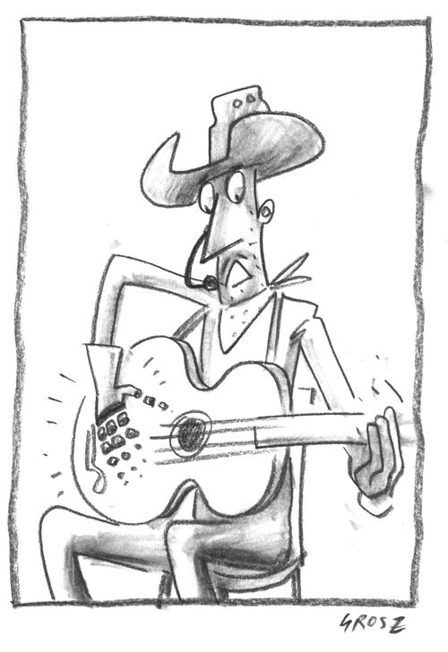 Man without Fingers Playing Guitar