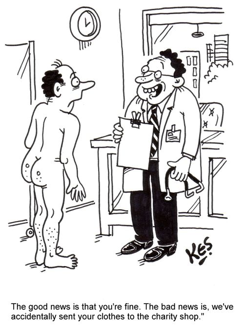 'The good news is that you're fine. The bad news is, we've accidentally sent your clothes to the charity shop.'