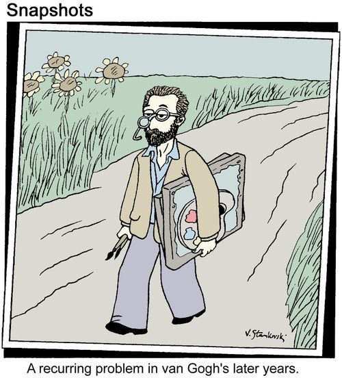 Van Gogh's glasses fall off again.