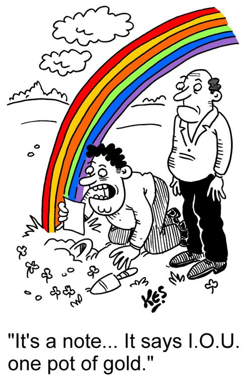 'It's a note...It says I.O.U. one pot of gold.'
